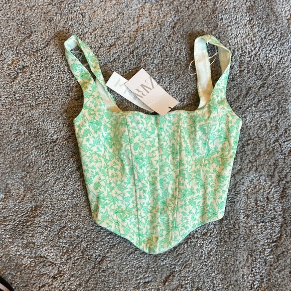 Zara Tops - Bright Florescent green Zara corset top! So pretty